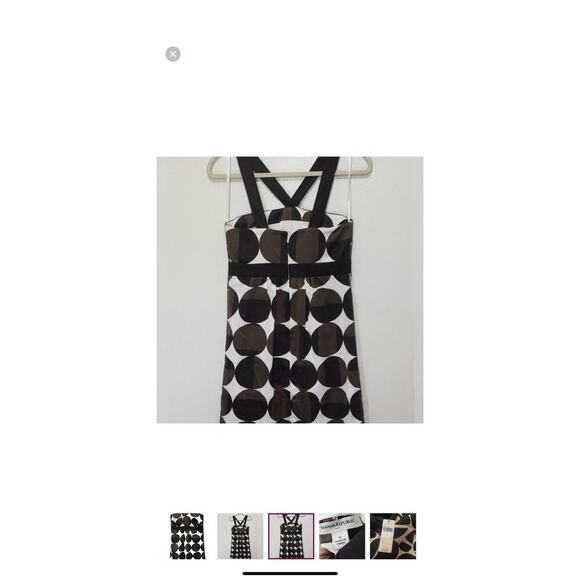 Banana Republic Halter Cocktail Dress Women’s 4 Black White Brown Geometric Prin - Picture 6 of 10